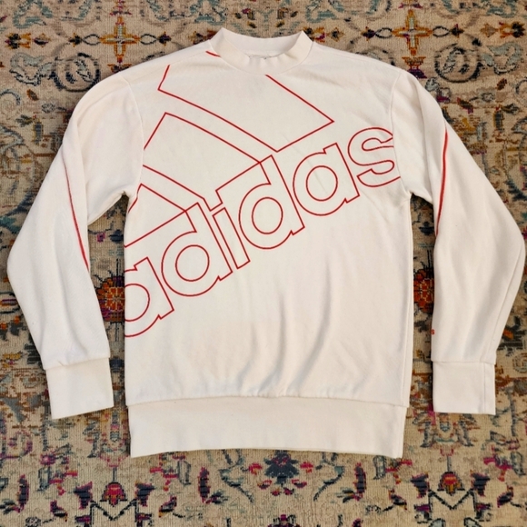 Adidas Womens White Mauve Oversized Pullover Sweatshirt lightweight Top, sz  SZ - Picture 1 of 14